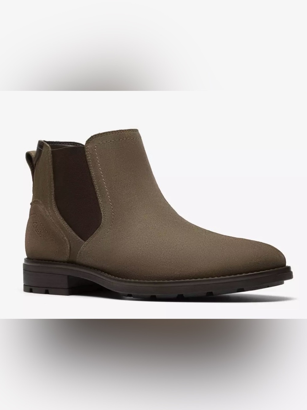 New In Box Men's Clarks Emmet Easy Stone Suede Daim Pierre Size 9.5
